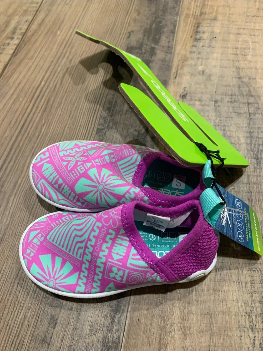 Speedo Kids Pink & Teal Patterned Slip-On Water Shoes